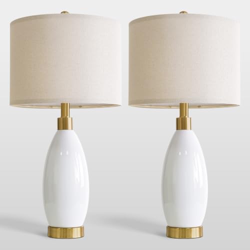USumkky 24'' Ceramic Table Lamps Set of 2 for Bedroom Living Room White - color: 24" White-2 Pack