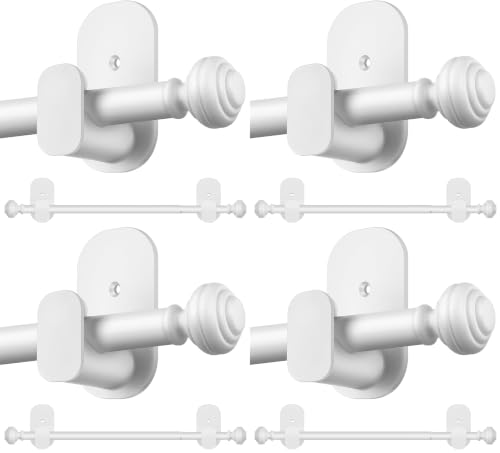 KAMANINA Curtain Rods No Drilling for Windows 32 to 86 Inches, 5/8 Inch No Drill Renter Friendly Curain Rod without Drilling with 3M Adhesive Brackets, White (Pack of 4) - color: White, size: 32-86" (Pack of 4)