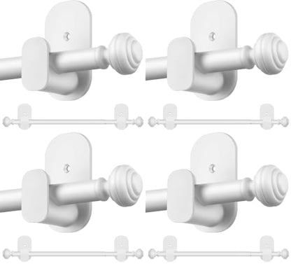 KAMANINA Curtain Rods No Drilling for Windows 32 to 86 Inches, 5/8 Inch No Drill Renter Friendly Curain Rod without Drilling with 3M Adhesive Brackets, White (Pack of 4) - color: White, size: 32-86" (Pack of 4)