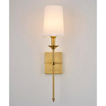Gold Wall Sconce Set of 2,Hardwired Bathroom Vanity Light Fixture with White Fabric Shade,Gold Sconce for Living Room Dining Room Fireplace Mantel - color: Gold