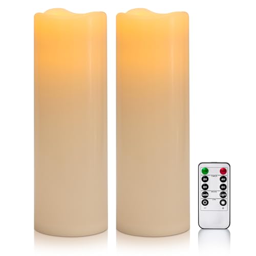 4" x 12" Large Waterproof Outdoor Flameless Candles Battery Operated LED Flickering Pillar Candles with Remote and Timer for Indoor Outdoor Lanterns, Off White, Long Lasting, Set of 2 - color: Off-White, size: 4" x 12"