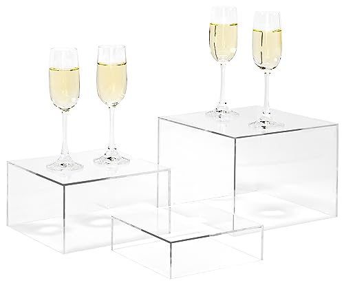 Red Co. Set of 3 Crystal Clear Acrylic Cube Display Nesting Risers with Hollow Bottoms, Transparent - color: Clear, size: 6",7",8" - 1 Pack