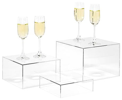 Red Co. Set of 3 Crystal Clear Acrylic Cube Display Nesting Risers with Hollow Bottoms, Transparent - color: Clear, size: 6",7",8" - 1 Pack