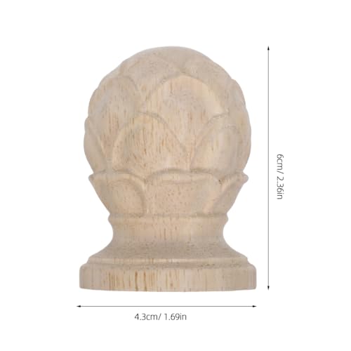 Happyyami Pineapple Curtain Rod Finial Wood European Style 2.36 in