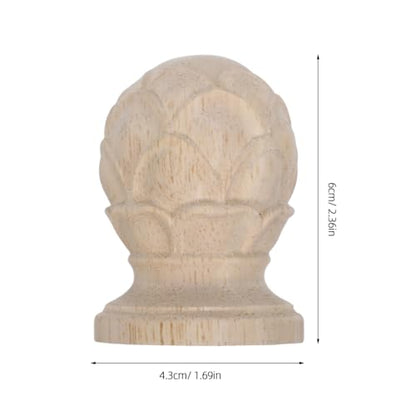 Happyyami Pineapple Curtain Rod Finial Wood European Style 2.36 in