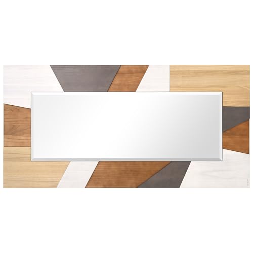 Empire Art Direct Modern Geometric Hand Made Solid Paulownia Wood Beveled Leaner Mirror, Ready to Hang, Living Room, Bedroom & Office, 78.8"x39.4"x1.6" - style: Modern Geometric