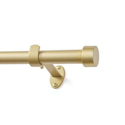 Serena Single Curtain Rod with Contemporary Cap Finial, Soft Gold - 32"W x 78"L - color: Soft Gold, size: 32"W x 78"L