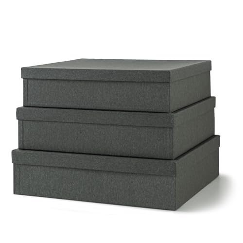 Soul & Lane - Black Kraft Decorative Storage Boxes with Lids, Set of 3 - color: Black Kraft