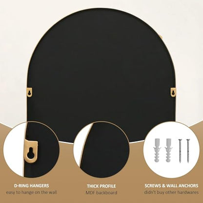 Besdomus Arched Full Length Mirror: 21"x56" Ornate Brass Gold Floor Mirror - size: 21"L x 56"W
