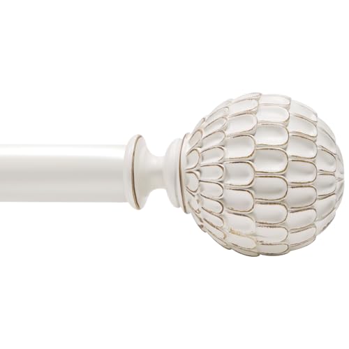 Ycolnaefllr White Pinecone Curtain Rod, Farmhouse Heavy Duty, Fits 66-120" - color: vintage white, size: 36-120"