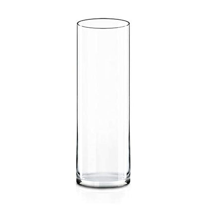 CYS EXCEL Cylinder Clear Glass Vase (H:20" D:6") | Multiple Size Choices Glass Flower Vase Centerpieces | Hurricane Floating Candle Holder Vase - size: H-20" D-6"