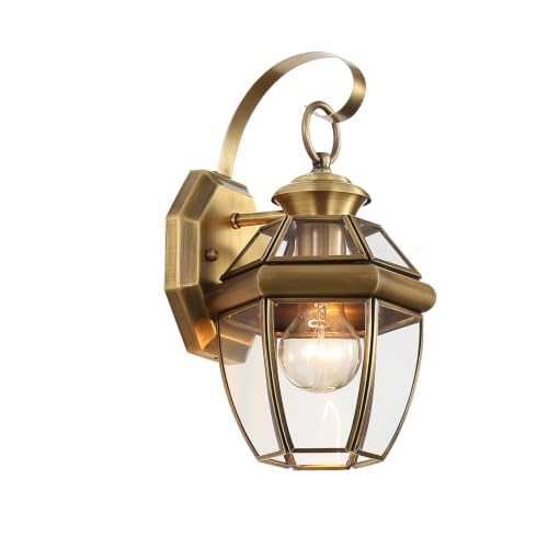 Solid Brass Outdoor Wall Light Fixtures, 12.6" - color: Antique Brass - 1 Pack, size: 12.6 inch
