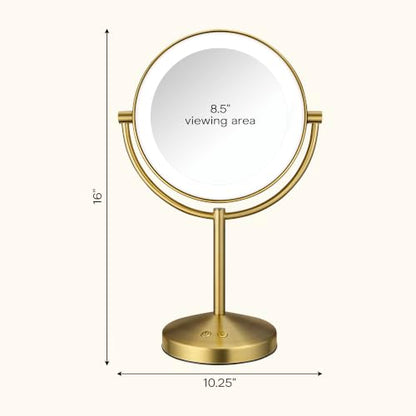 Conair LED Vanity Mirror, Double-Sided, 10x Maginification, Brushed Brass - color: Brushed Brass, size: 16"L x 10.3"W