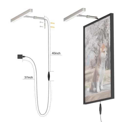 12" LED Picture Light Plug in, 4W Nickel Art Light - color: Nickel, size: 12 inch