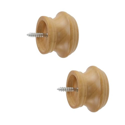 Antrader Finials for Curtain Rods,Wood Curtain Rod Finial,Wood Color,2Pcs - color: Wood color