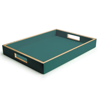 SANZIE Leather Tray Desktop Storage Organizer, Rectangle Valet Tray, Green - color: Green Holder