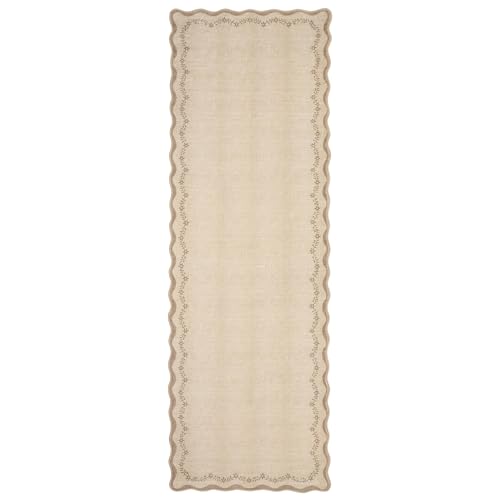 GarveeHome 2.5x8 Scalloped Washable Runner Rug Non Slip Hallway Kitchen Rug - color: Jute, size: 2'6" x 8' (Rectangular)