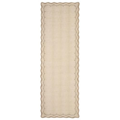 GarveeHome 2.5x10 Scalloped Washable Runner Rug Long Hallway Kitchen Rug - color: Jute, size: 2'6" x 10' (Rectangular)