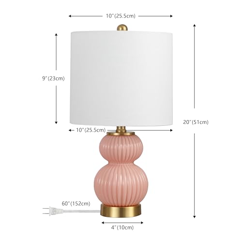 JONATHAN Y Daphne Ribbed Gourd Metal/Glass Table Lamp 20", Pink - color: Pink