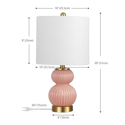 JONATHAN Y Daphne Ribbed Gourd Metal/Glass Table Lamp 20", Pink - color: Pink