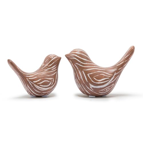 Small Ceramic Birds Statues for Home Decor, Boho Style, Terracotta, 2PCS - color: Terracotta