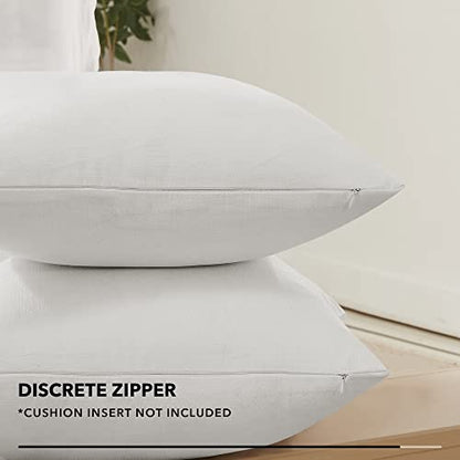 Deconovo Faux Linen Throw Pillow Covers for Sofa and Couch, Hidden Zipper - color: Linen Natural White, size: 18" x 18" (Pack of 4)