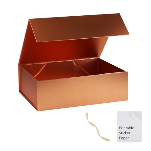 Rose Gold Gift Box,16x14x5.3 Large Gift Boxes With Lids For Presents Includes Ribbon And Diy Printable Sticker Paper,Bridesmaid Proposal Box,Magnetic Gift Box For Birthday,Wedding,Graduation - color: 16x14x5.3inch-Rose Gold-Pack 1