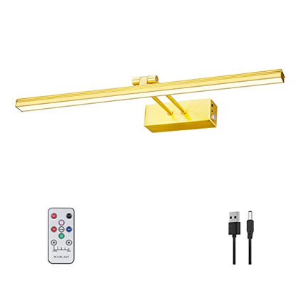 HEAGEERO Picture Lights for Wall,13in Gallery Light,5000mAh Art Light - color: Brass-13"