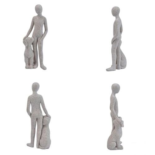 Man and Dog Figurine, Abstract Resin Memorial Sculpture, Humans and Dogs Standing Statue A, Pet Lover Home Office Shelf Decor Gift