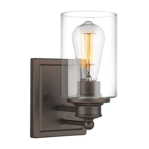 Bathroom Vanity Light, HWH 1 Light Wall Sconce Lamp Over Mirror, Farmhouse Wall Vanity Lighting in Oil-Rubbed Bronze Finish, 5HLT63B ORB - color: ORB, size: 1 Light