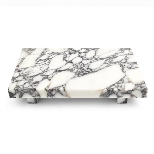 Marble Pedestal Tray for Perfume, Jewelry & Vanity Organizers - color: Calacatta Viola Marble-9.84 in