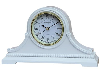 Mantel Clocks, Battery Operated, Silent Wood Table Clock with Westminster Chimes On The Hour, Solid Wooden Shelf Chiming Mantle Clock, 9" x 16" x 3" (White - Roman Numerals) - color: White - Roman Numerals