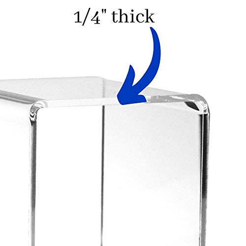 Clear Acrylic Display Risers Set of 3, Assorted 4 5 6 Inch Retail Pedestals, Transparent Tabletop Stands for Jewelry, Figurines, Crafts, Collectibles, Store Fixtures, Dessert Table and Product Displays