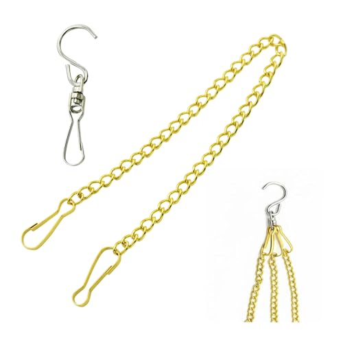 10 Pcs Fine Hanging Chain(1.2mm Dia.) Small Hang Bracket Decorative Replacement Link Chains Hooks for Sign Planter Bird Feeders,4 inch Long Gold Metal Chains and 5 Pcs Swivel S-Hooks - color: Gold, size: 4in-10Pcs