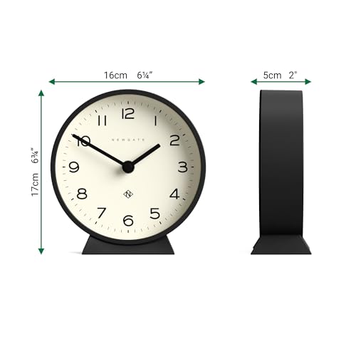 NEWGATE® M Mantel 에코 책상 시계 | 모던 라운드 디자인 | 블랙 - color: 블랙.