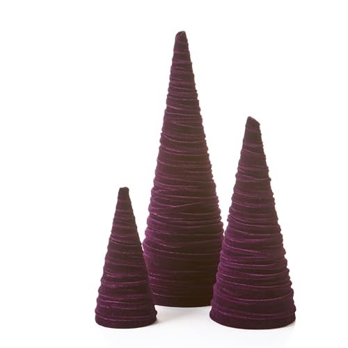 Your Heart's Content Plum Velvet Trees Set of 3 (Plum) - color: Plum