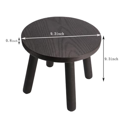 Round Solid Wooden Stool,Plant Stand,Step Stool,Black,9.3" H - color: Black, size: 9.3inch