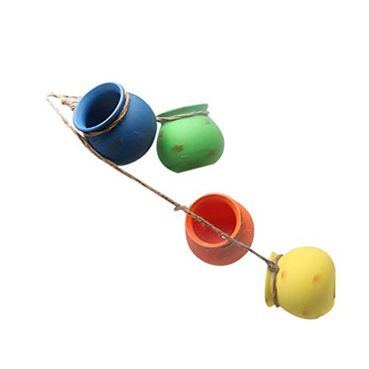 Cabilock 4 Pcs Ceramic Hanging Succulent Pots Mini Terracotta Hanging Planters with Rope Holder for Air Plants, Succulents, Indoor Wall Decor, Balcony, Yard and Garden
