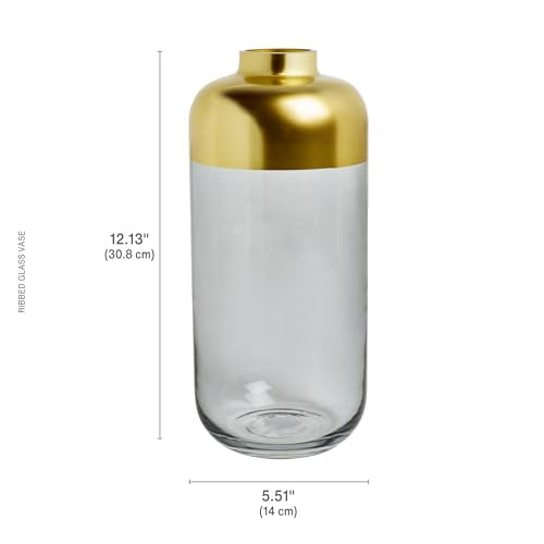 Mikasa Grey Gold Bud Vase 7.5 Inches, Decorative Flower Vase for Home Decor, Tabletop Centerpiece, Modern Living Room & Wedding Accent