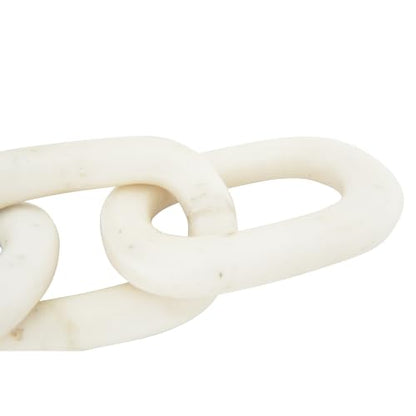 Bloomingville 13" L Decorative Marble Chain Link Figurine - color: White