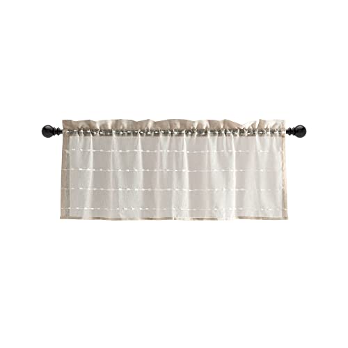 Lush Decor Farmhouse Textured Sheer Window Curtain Valance, 52"W x18"L, Neutral - color: Neutral
