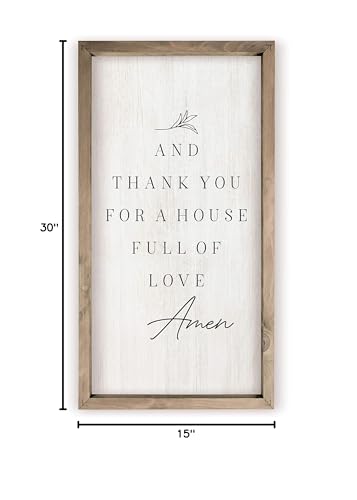 And Thank You For A House Full Of Love Framed White Wood Rustic Style Wall - color: White With Frame, size: 30"L x 15"W