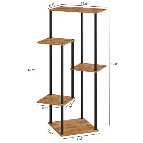 HAYOFAMY 5 Tier Rustic Brown Plant Stand Indoor 35” Tall