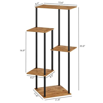 HAYOFAMY 5 Tier Rustic Brown Plant Stand Indoor 35” Tall