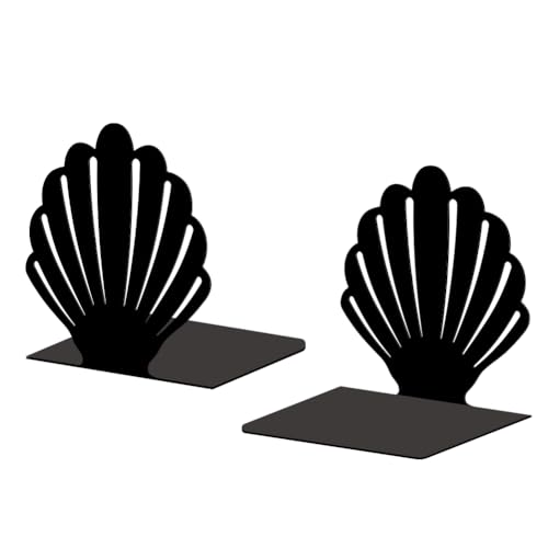 Peacoblue 5.3"x4.3"x5.5" Metal Bookends, Heavy Duty Book Ends for Shelves - style: Shells