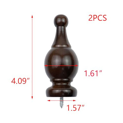 T Tulead Wood Curtain Rod Finials Decorative Drapery Rod Finials 2PCS - style: Brown,1.1", 2PCS