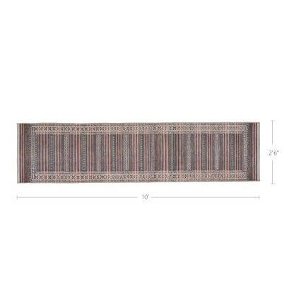 Vibe Stripe 2'6" x 10' Rust Red & Clay Runner Rug - Persian-inspired design - size: 2'6" x 10' (Rectangular)
