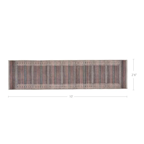 Vibe Stripe 2'6" x 10' Rust Red & Clay Runner Rug - Persian-inspired design - size: 2'6" x 10' (Rectangular)