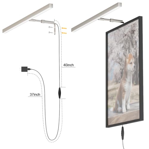 24" LED Picture Light Plug in, 9W Nickel Art Light - color: Nickel, size: 24 inch