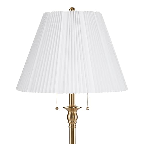 Dyna 58" Tall Antique Brass White Pleated Shade Floor Lamp
